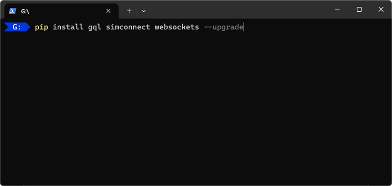 Screenshot of Windows Terminal with the pip install command entered.